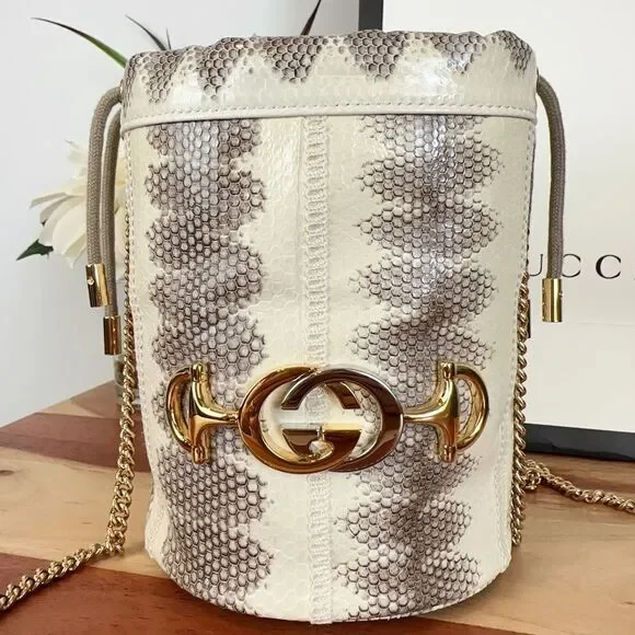 NWOT Gucci Snakeskin Mini Zumi Bucket Bag - Picture 5 of 14